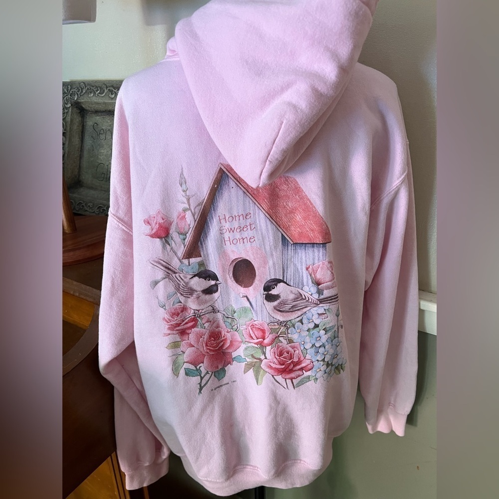 Women’s Home Sweet Home Birdhouse Pink Hoodie - Picture 3 of 5